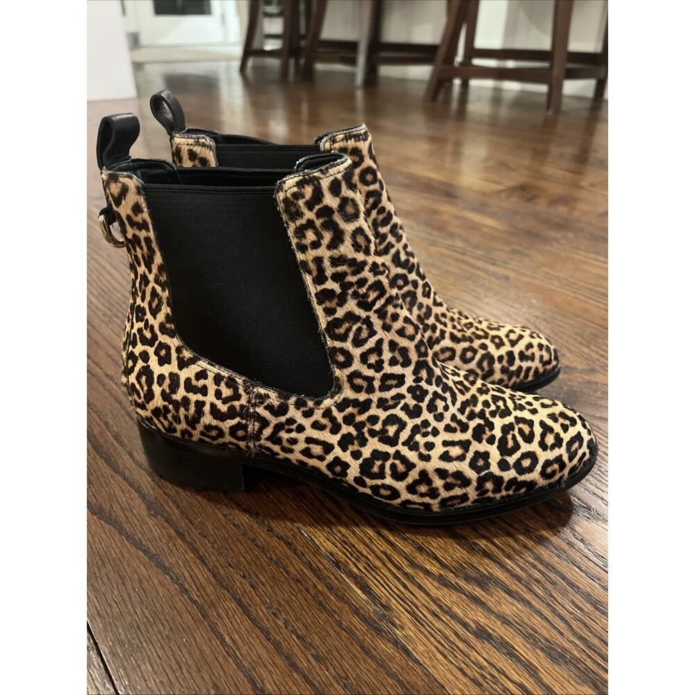 Cole Haan sz 8 hair calf leather Chelsea ankle booties cheetah leopard Newburg